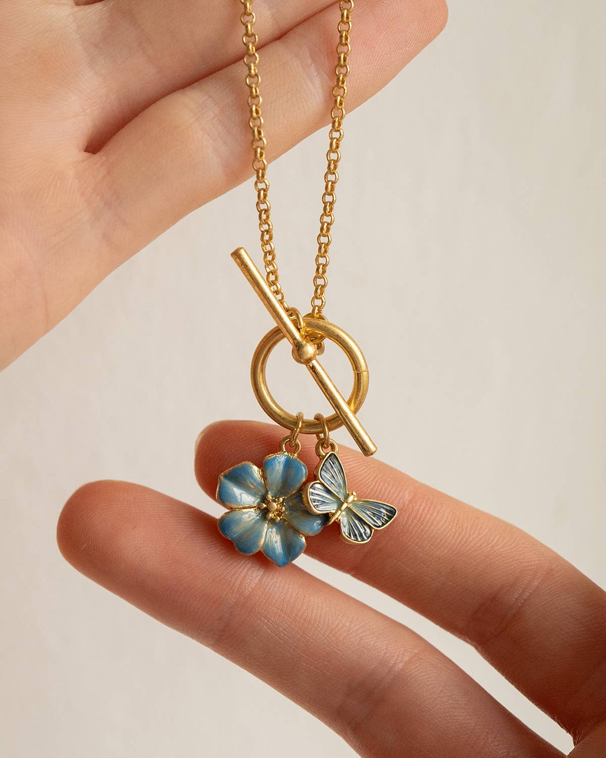 Fable England - FABLE Forget Me Not Charm Toggle Necklace