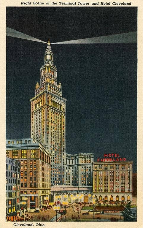 Found Image Press - OH-471 Terminal Tower, Hotel Cleveland - Vintage Image, Postcard