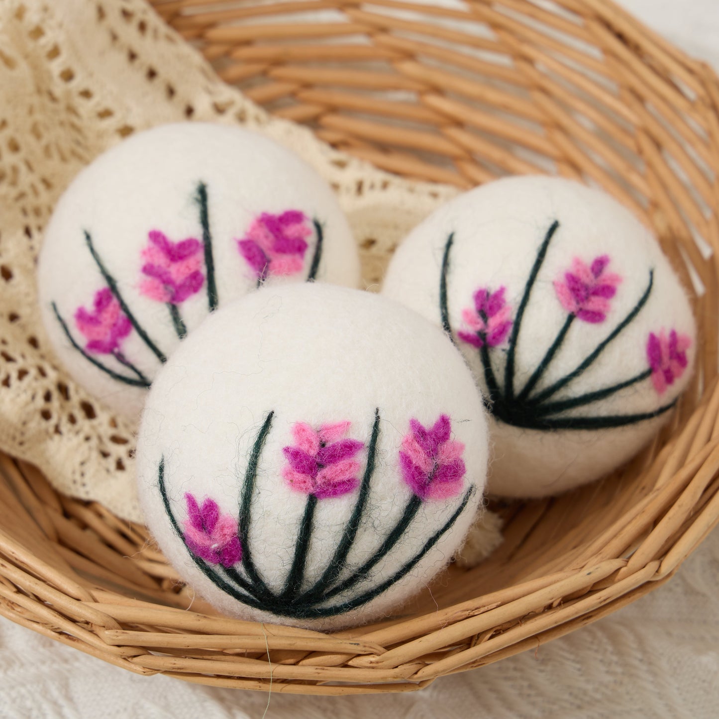Floral Eco Wool Dryer Balls – Set of 3