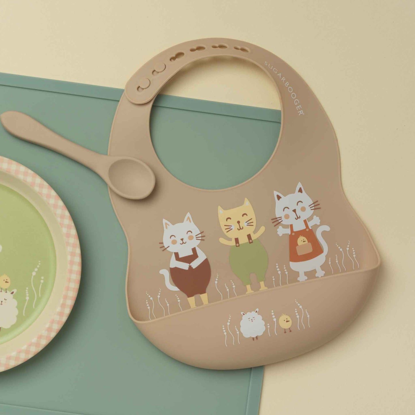 Sugarbooger by Ore’ Originals - Fresh & Messy Silicone Bib & Spoon Set | Prairie Kitty