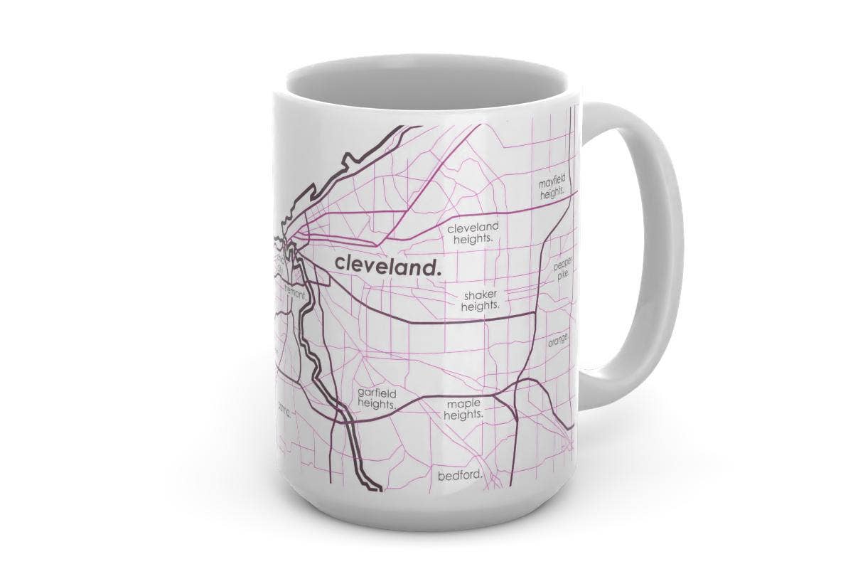 Cleveland OH Map 15 oz Ceramic Mug: Teal