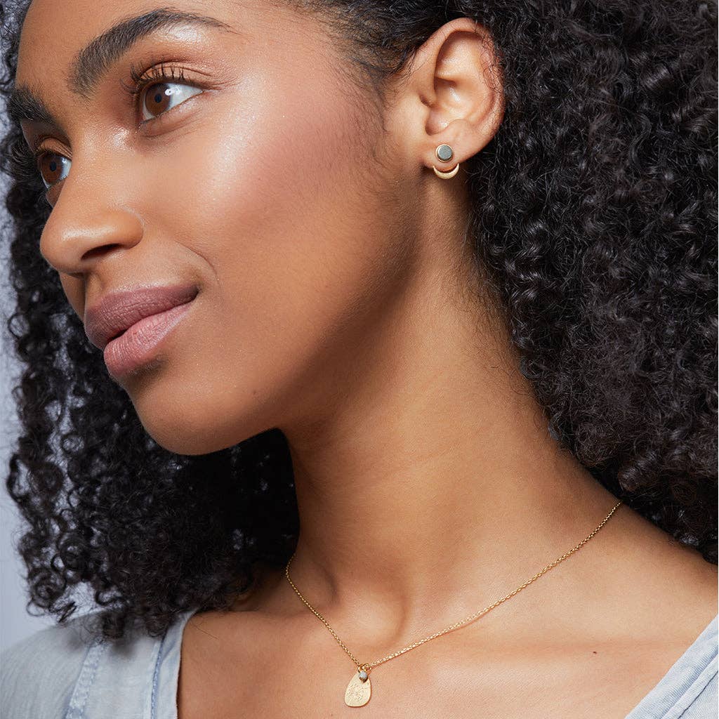 Scout Curated Wears - Stone Moon Phase Ear Jacket - Amazonite/Gold