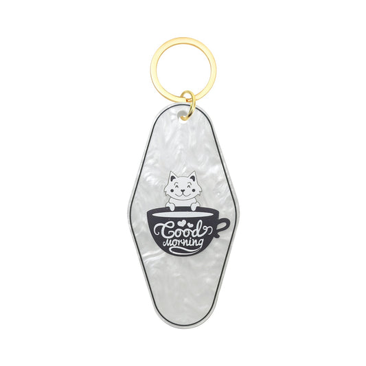 Good Morning Motel Keychain - Vintage Nostalgia Motivational Hotel Keychain