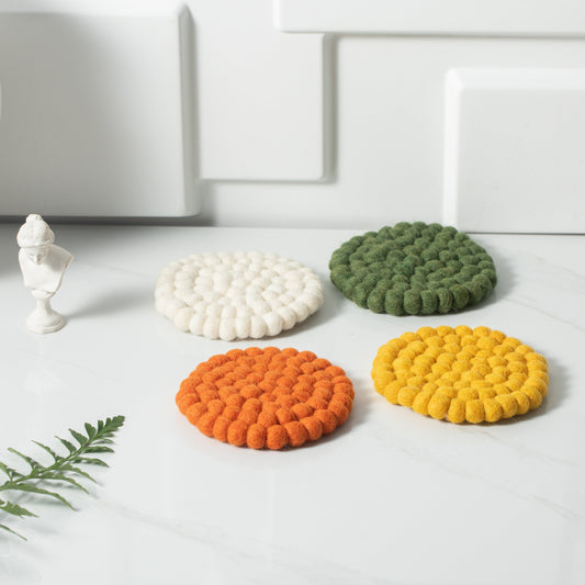 Handmade Felt Coffee Cup Mug Table Mat Coasters - Set of 4