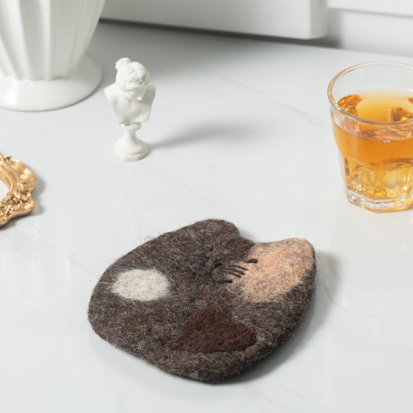Handmade Felt Coffee Cup Mug Table Mat Coasters - Fatty Cat
