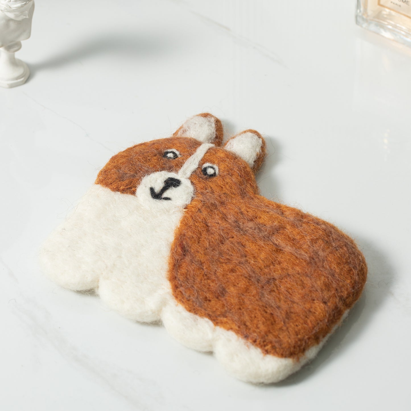 Nepal Handmade Dog Felt Coffee Cup Mug Table Mat Coasters