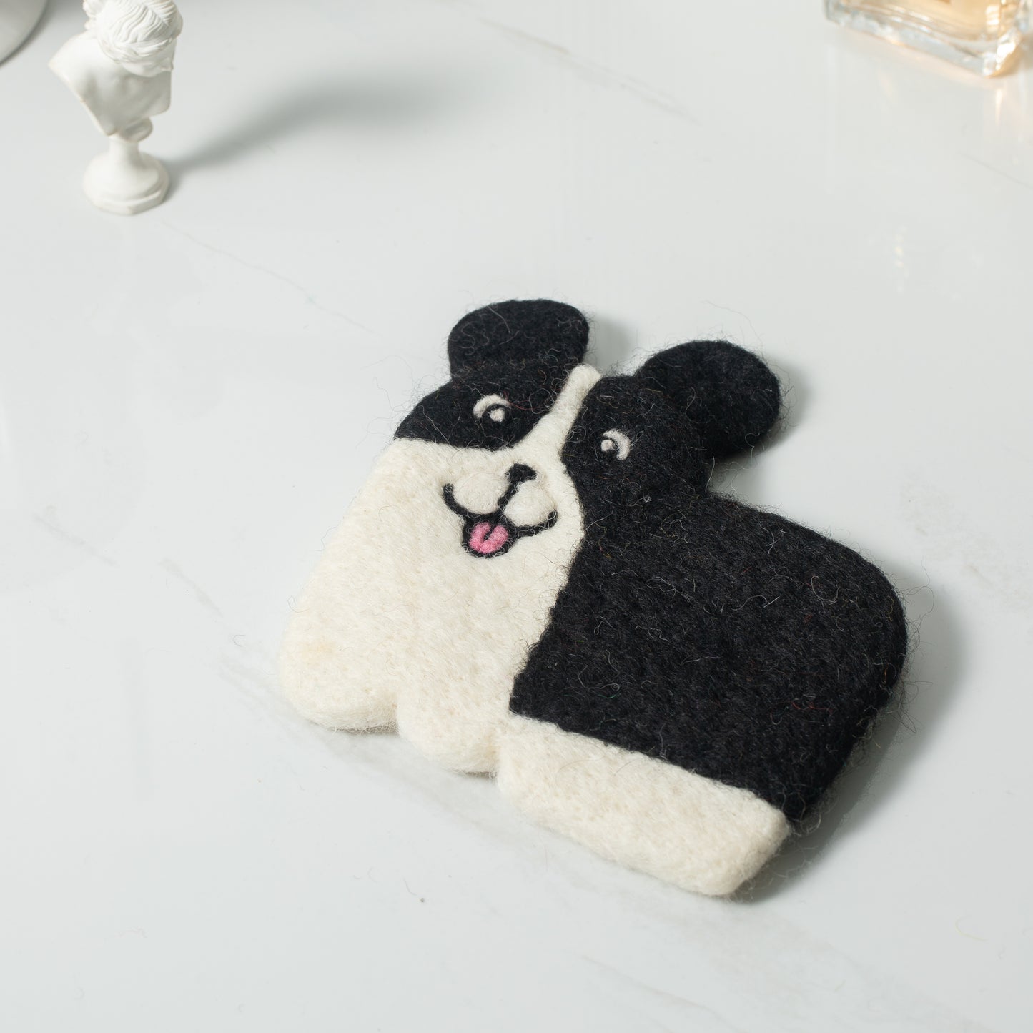 Nepal Handmade Dog Felt Coffee Cup Mug Table Mat Coasters