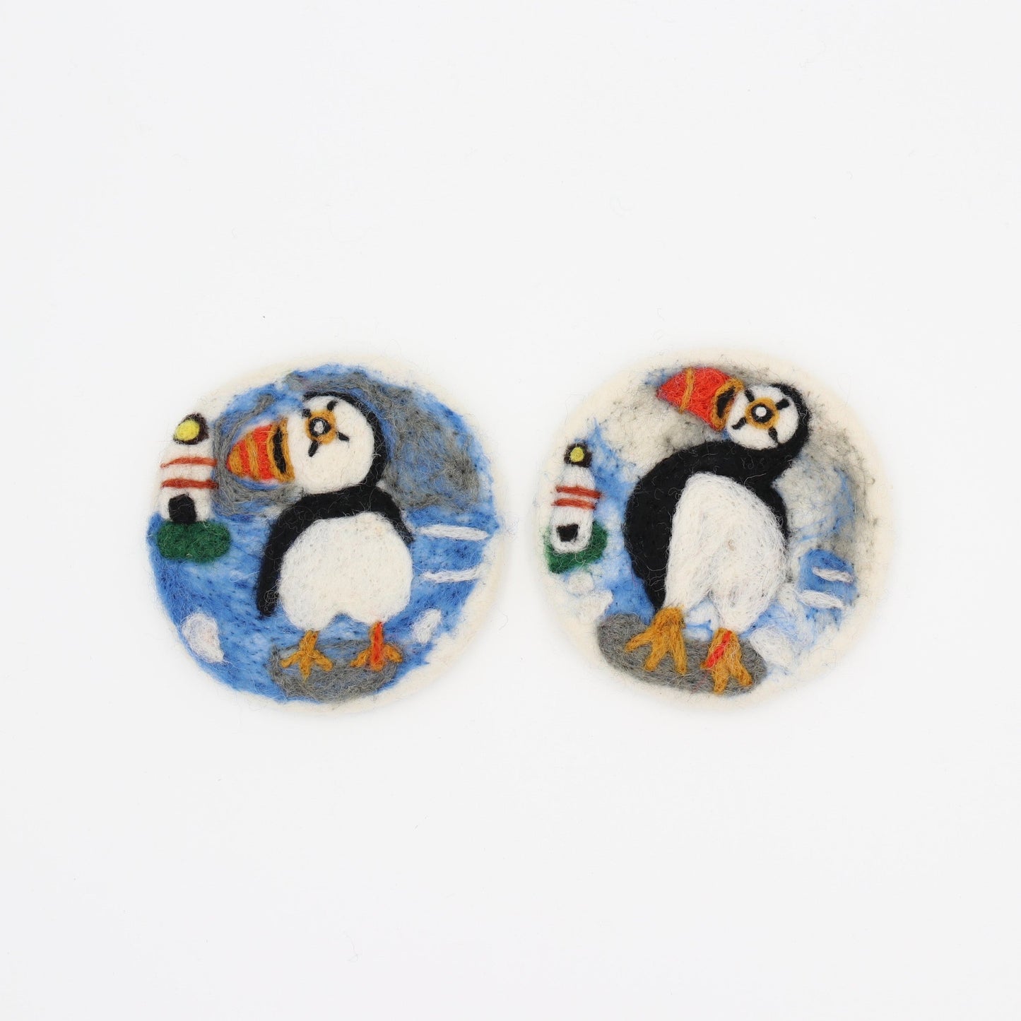 Handmade Wool Felt Puffin Coaster