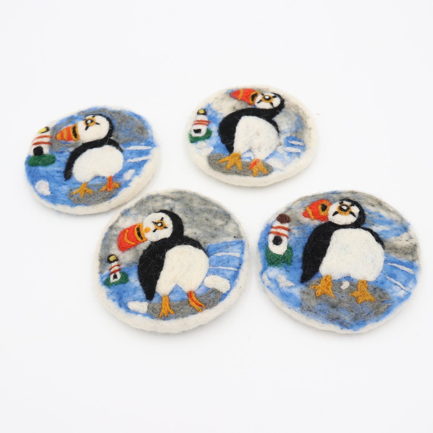 Handmade Wool Felt Puffin Coaster