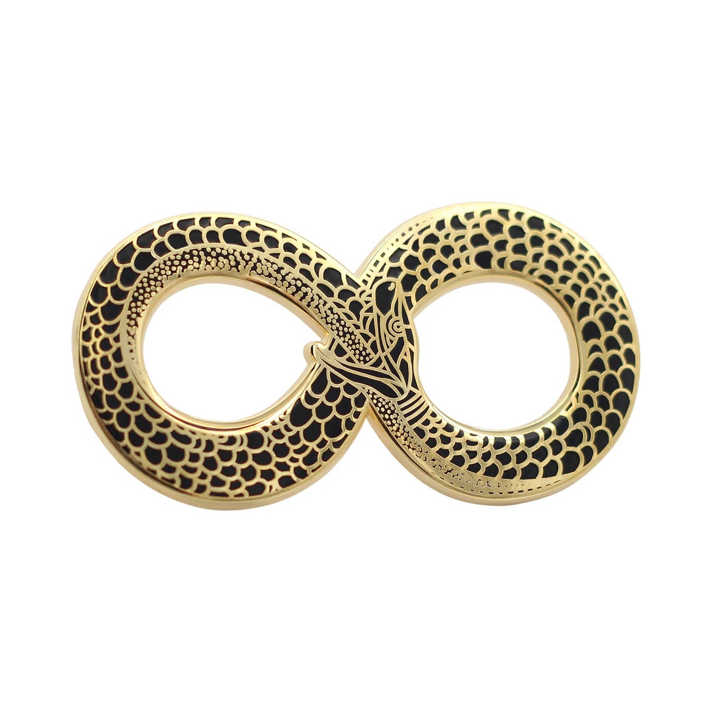 Image of Real Sic Black & Gold Ouroboros Enamel Pin – Occult Snake Enamel Lapel Pin