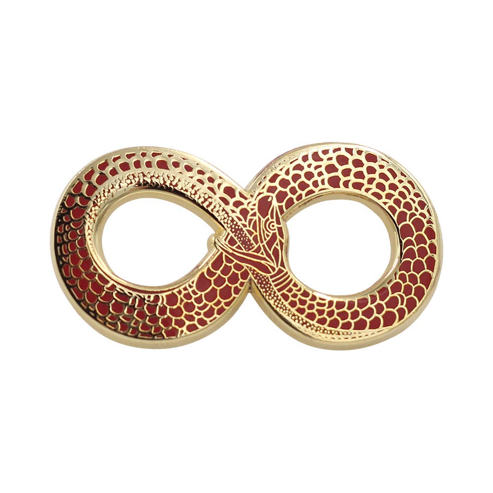 Image of Real Sic Gold & Red Ouroboros Enamel Pin – Occult Snake Enamel Lapel Pin