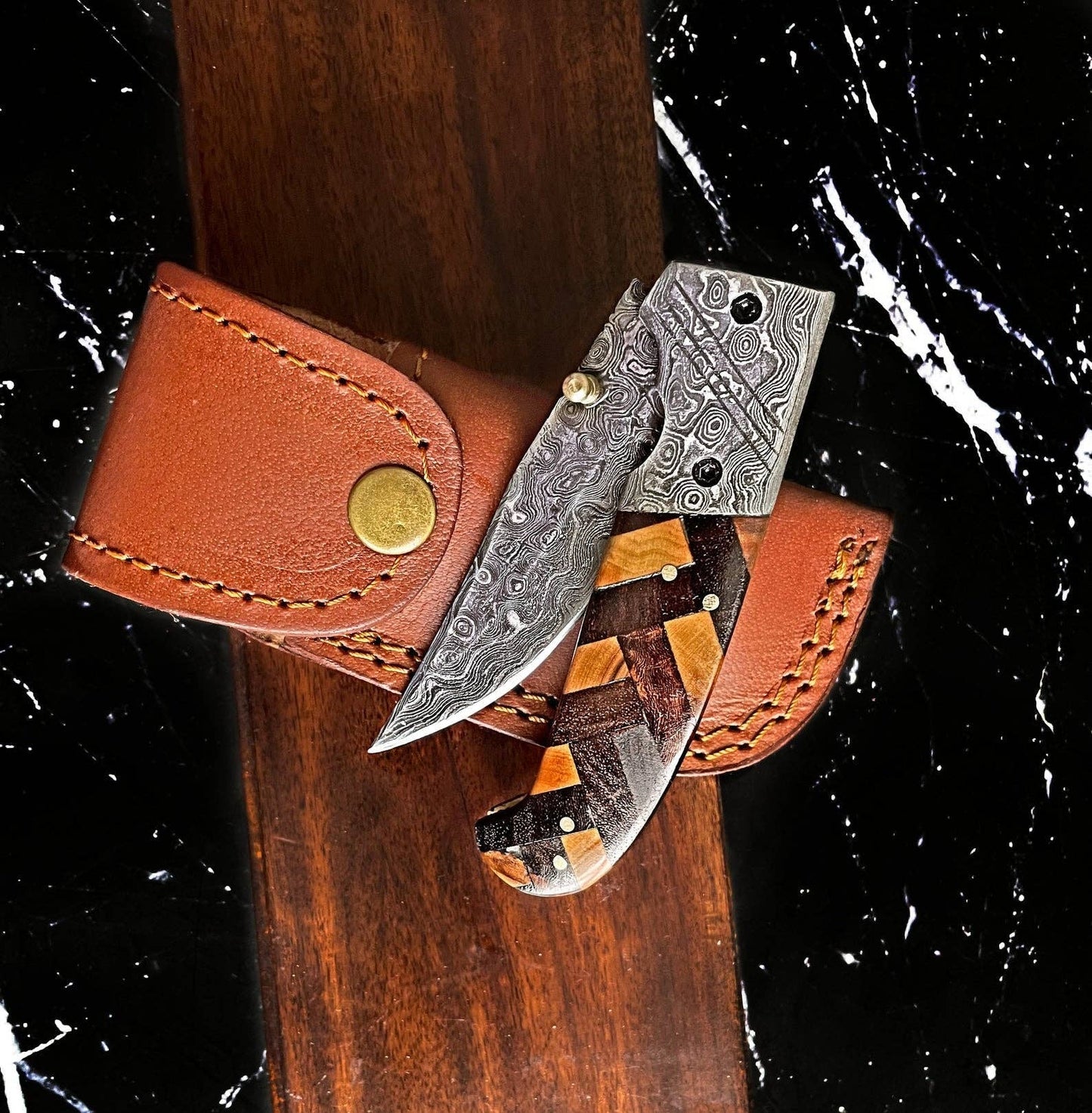Titan International - Titan classico - Raindrop Damascus Pocket Utility Knife TF-001Y
