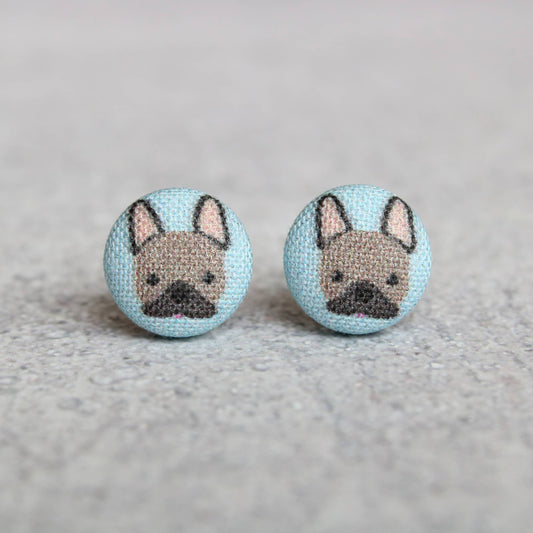 Rachel O's - French Bulldog Fabric Button Earrings