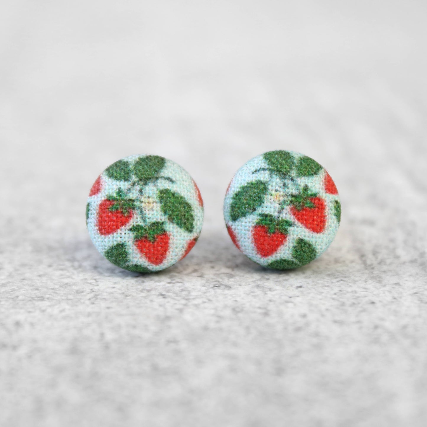 Rachel O's - Strawberry Patch Fabric Button Earrings