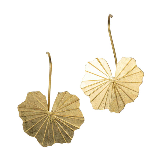 Ten Thousand Villages - Lotus Leaf Drop Earrings in Brass