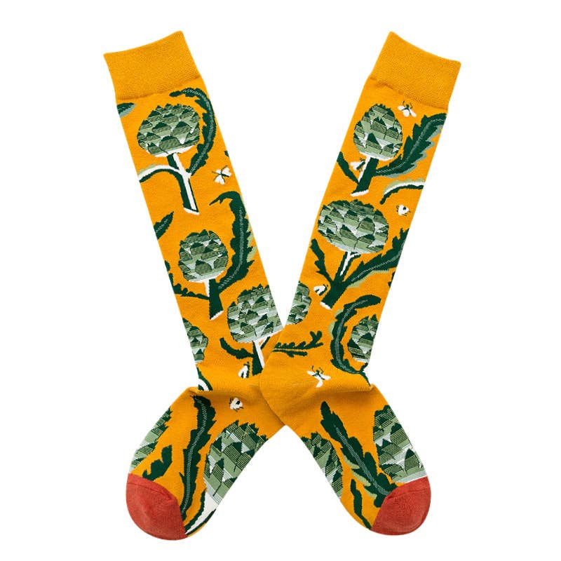 Image of Real Sic Hop Women's Cotton Knee-High Socks Flower Plants Style