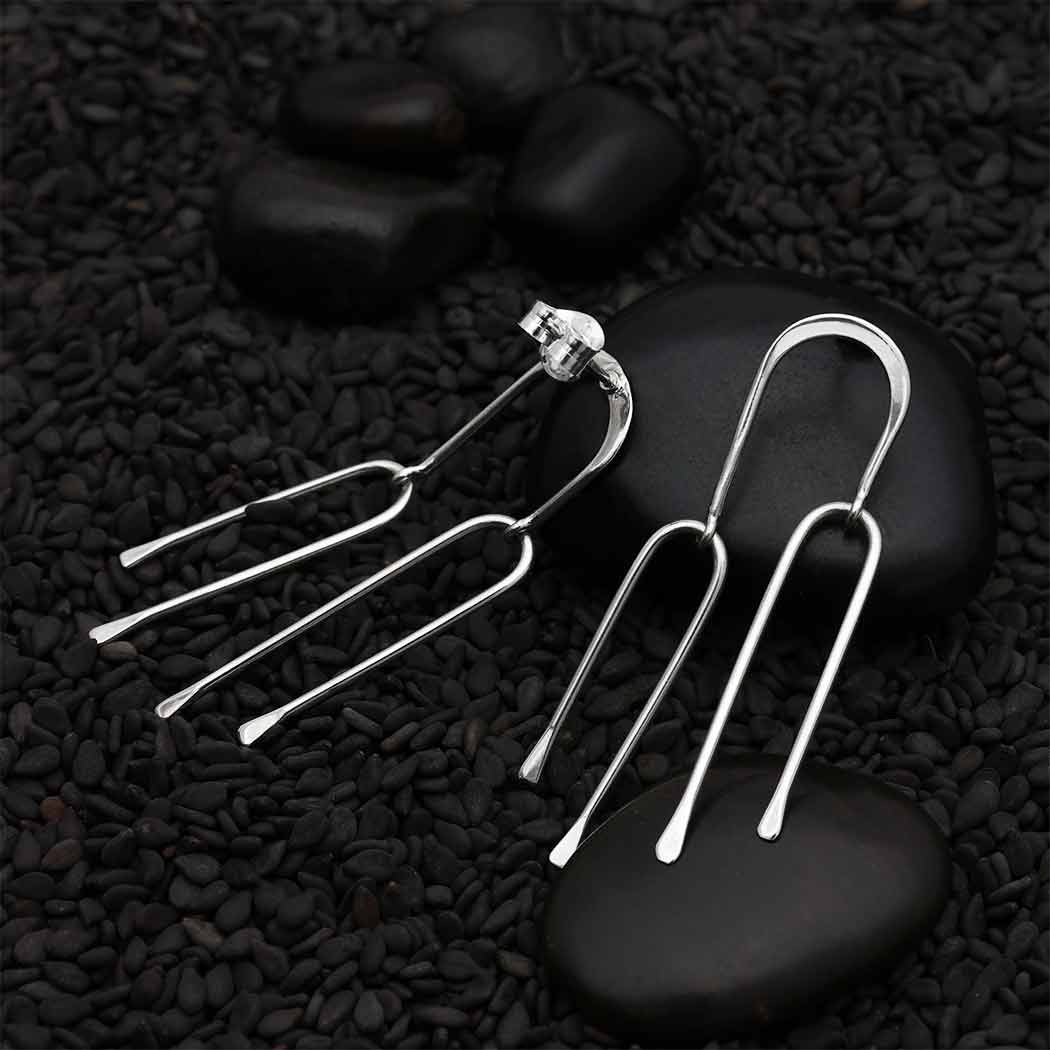 Nina Designs - Sterling Silver Waterfall Arch Earrings 40x15mm