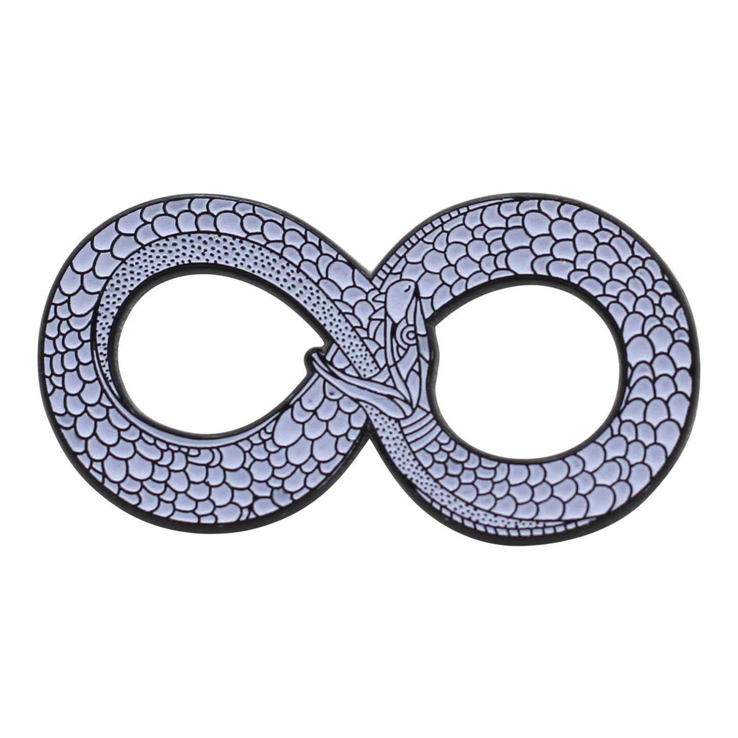 Image of Real Sic (Black & White Ouroboros Enamel Pin – Occult Snake Enamel Lapel Pin