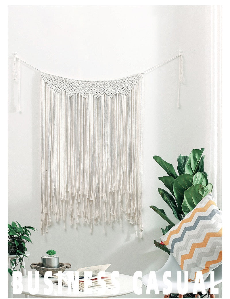 Hand Woven Tapestry Macrame Curtain Tassel Wall Hanging Decor - Waterfall