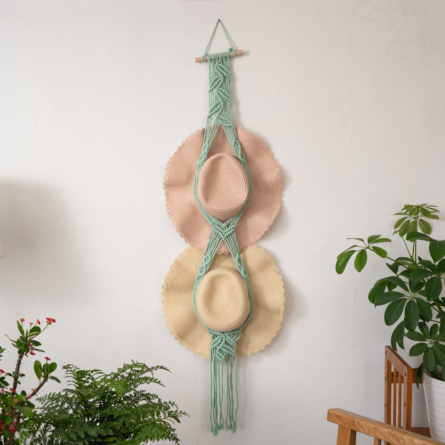 Leaf Macrame Wall Hanging for Hat Storage & Display Collection