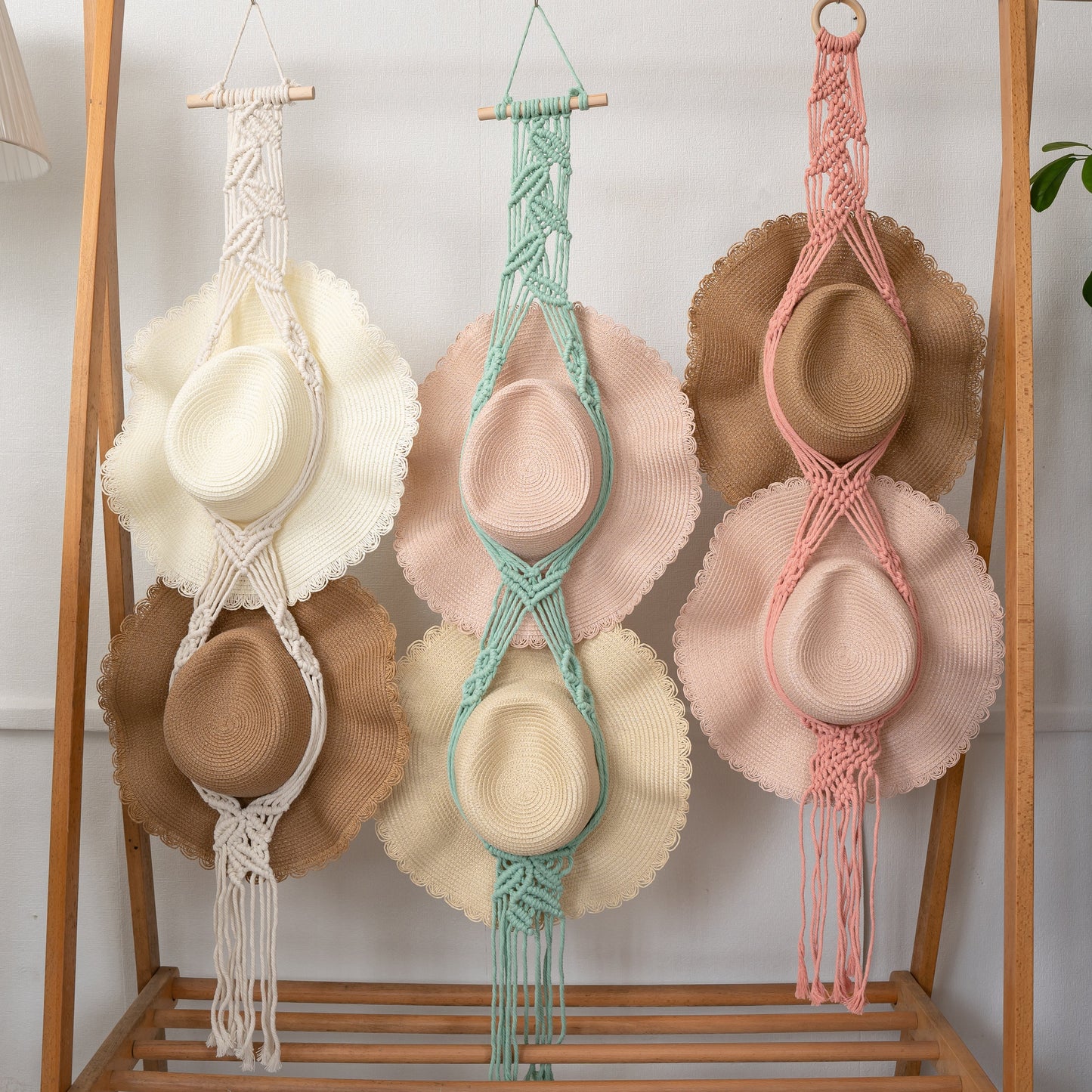 Leaf Macrame Wall Hanging for Hat Storage & Display Collection