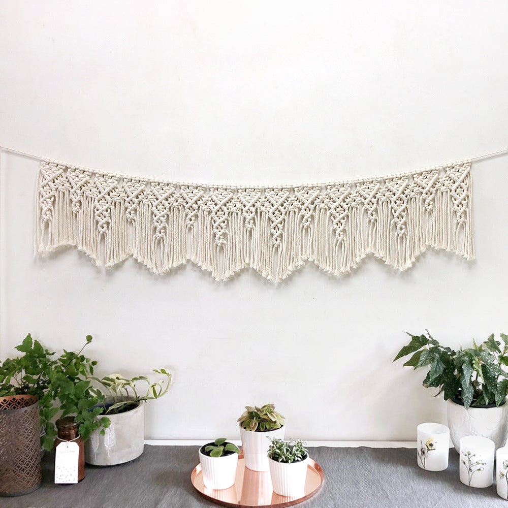 Hand Woven Cotton Macrame Wall Hanging Curtain Decor Banner