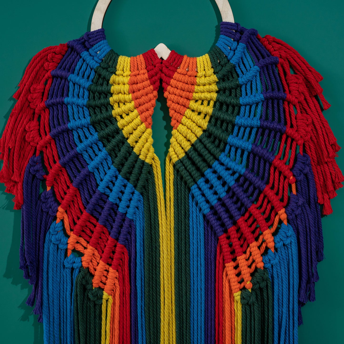 Rainbow Angel Wings - Macrame Wall Hanging Tapestry Boho Crafts Art