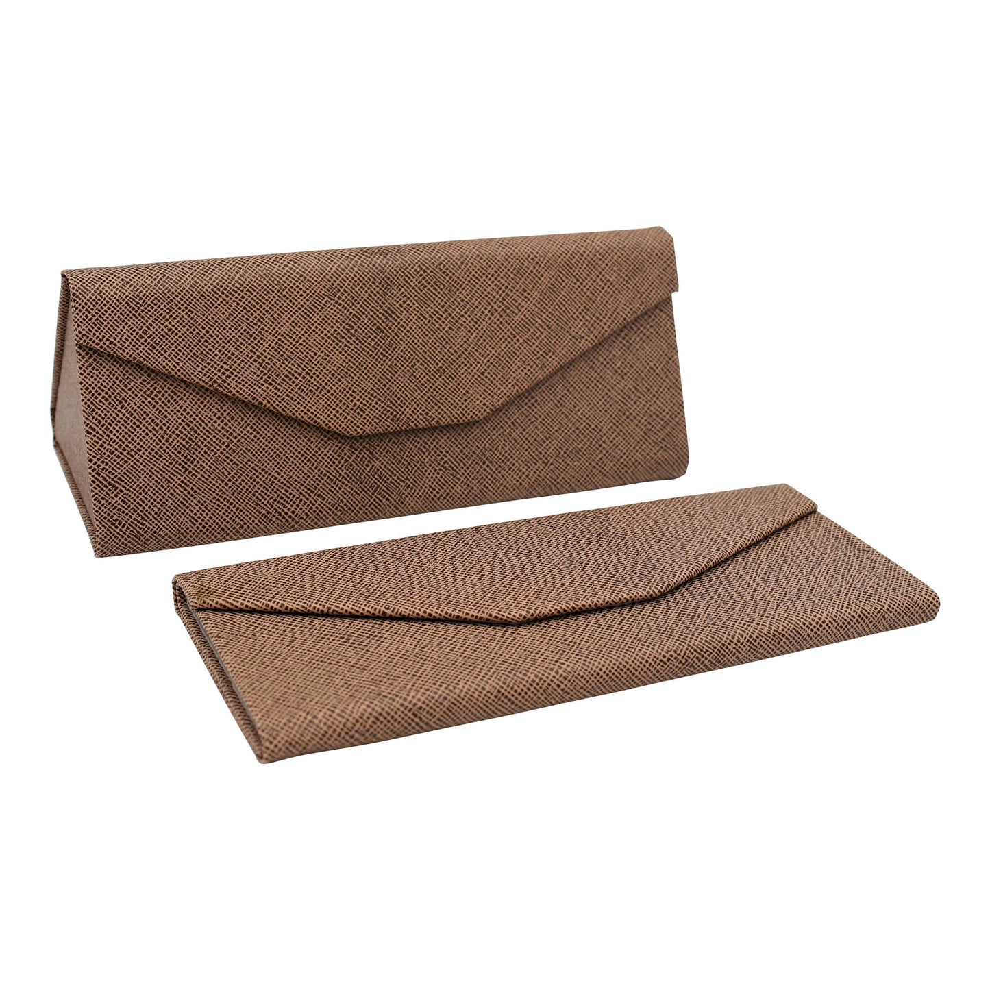 Image of Real Sic Caramel Hardshell Eco Leather Solid Color Folding Glasses Case