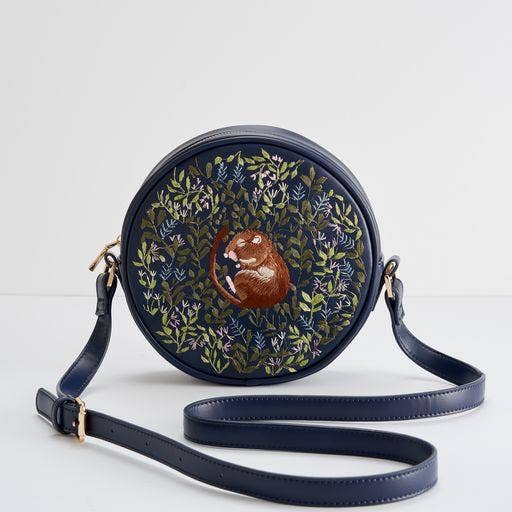 Fable England - Chloe Circle Bag Embroidered Dormouse Navy