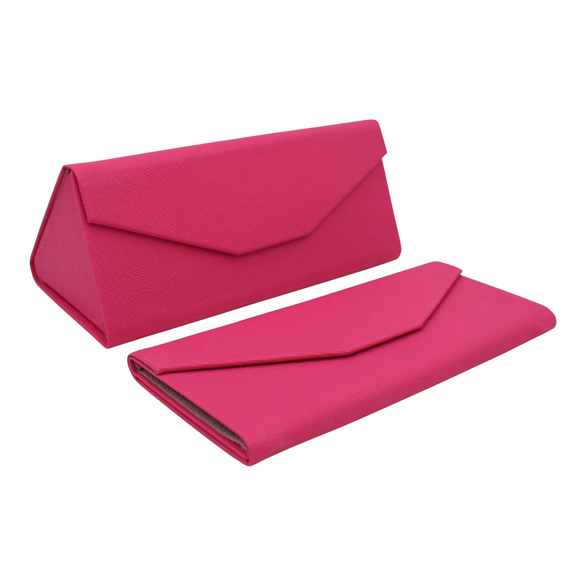 Image of Real Sic Fuchsia Hardshell Eco Leather Solid Color Folding Glasses Case
