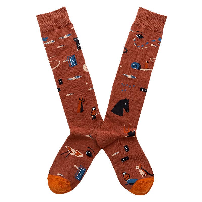 Image of Real Sic Animal Women's Cotton Knee-High Socks Flower Plants Style