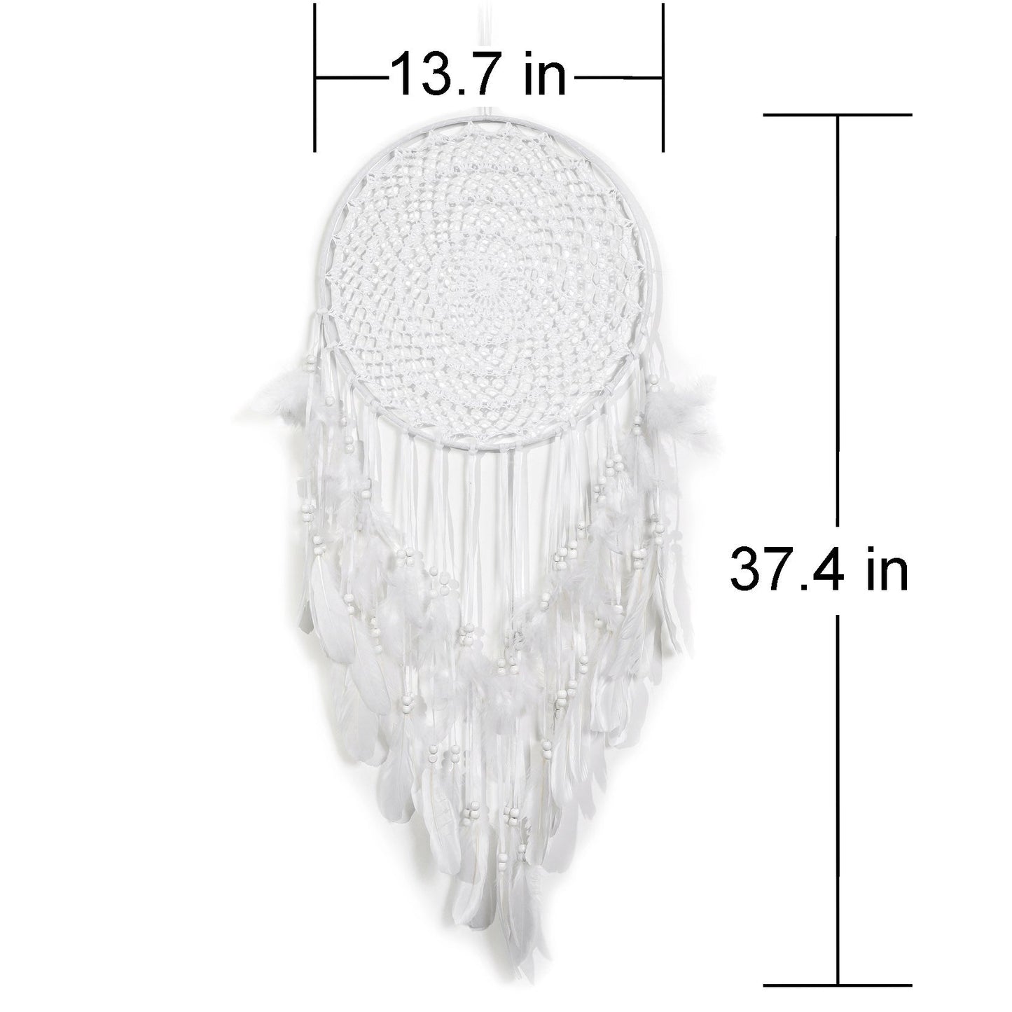 Feather Dream Catcher Macrame Wall Hanging Decoration - White