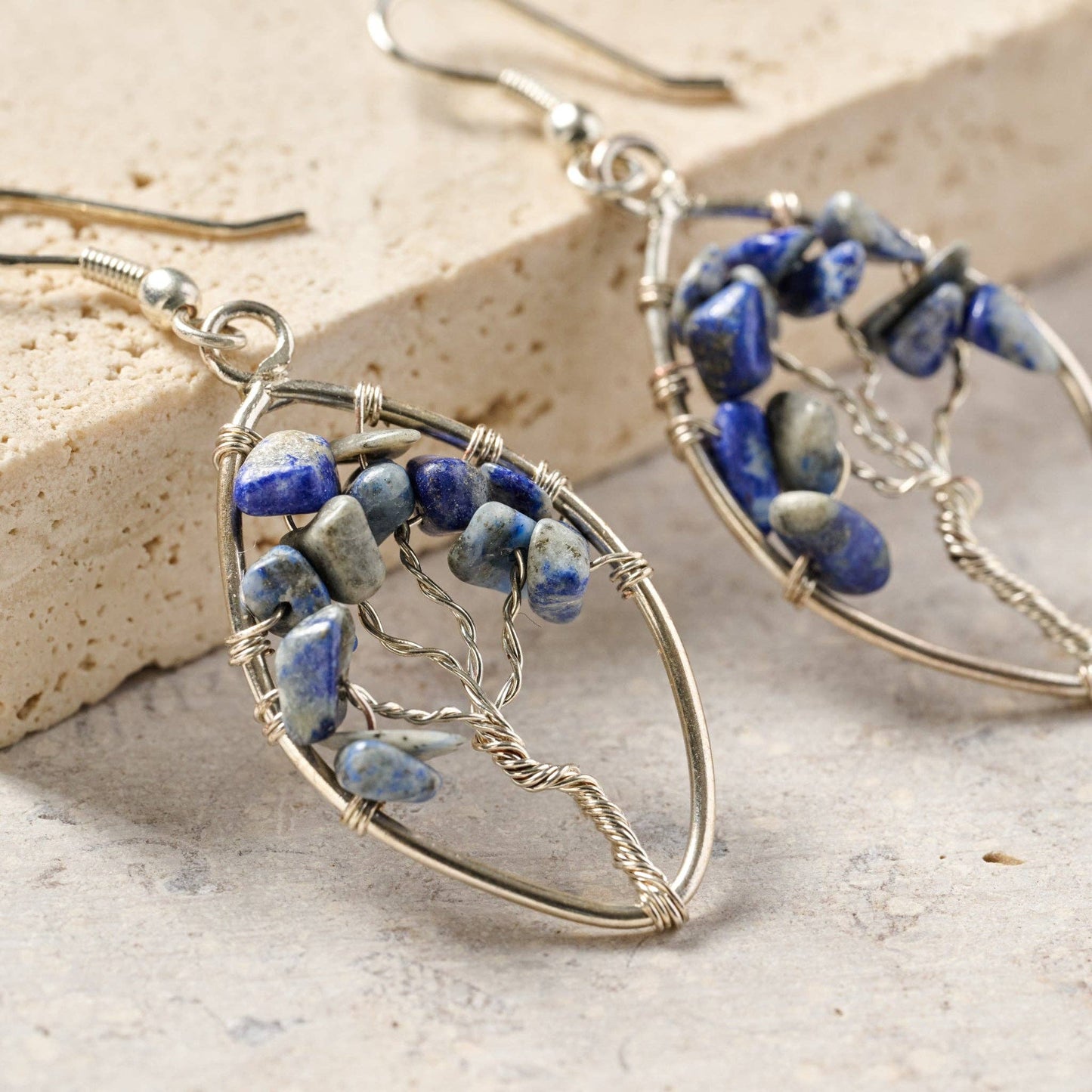 Ten Thousand Villages - Lapis Tree Drop Earrings