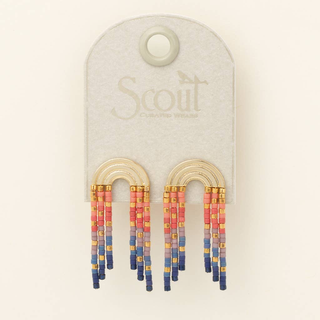 Scout Curated Wears - Chromacolor Miyuki Rainbow Fringe Earring - Multi/Gold