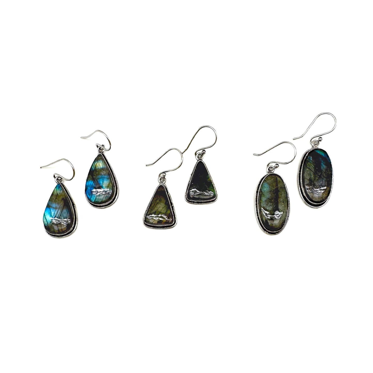 Kashi Semiprecious Large Stone Earrings - Labradorite