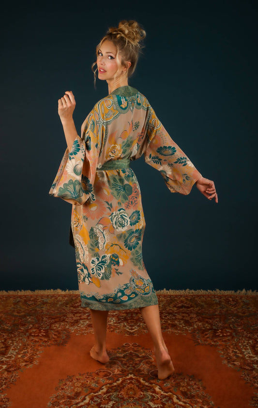 Powder Design inc - Luxe Folk Art Floral Kimono Gown - Petal