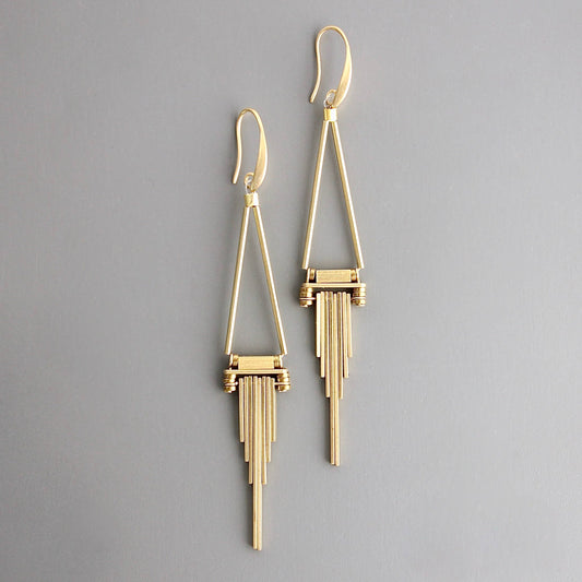 David Aubrey Jewelry - CHRE89 Geometric brass earrings