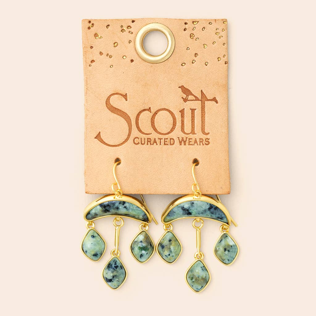 Scout Curated Wears - Stone Crescent Drop Earring - African Turquoise/Gold