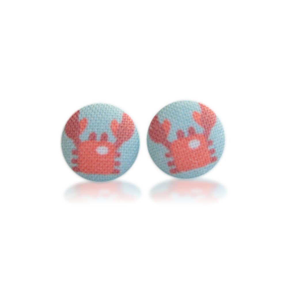 Rachel O's - Crabs Fabric Button Earrings