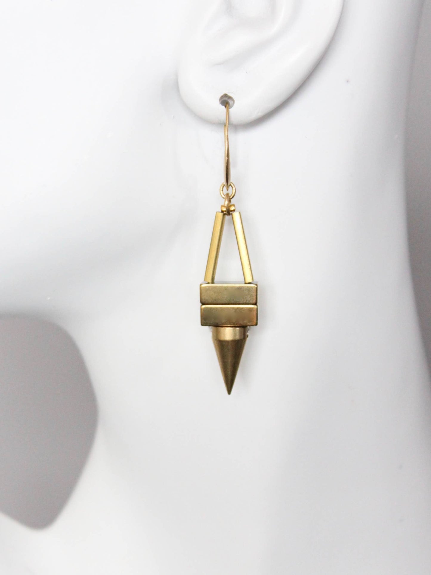 David Aubrey Jewelry - Geometric hematite and brass spike earrings