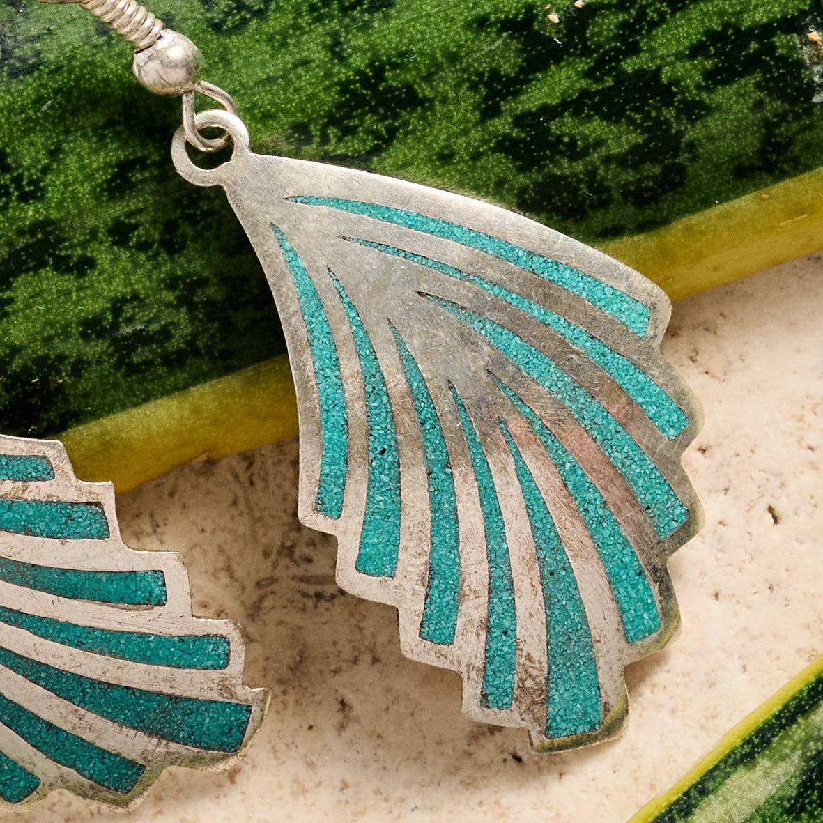 Ten Thousand Villages - Cila Turquoise & Metal Dangle Wing Earrings