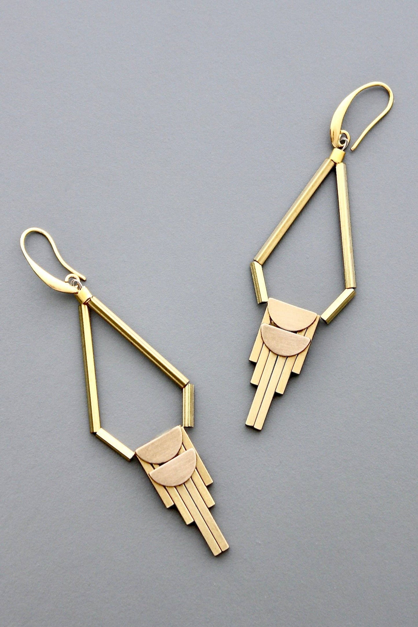 David Aubrey Jewelry - HYLE83 Brass Artdeco Dangle Earrings