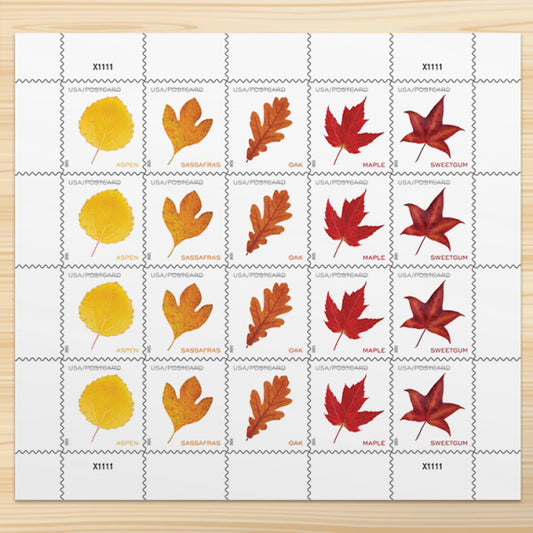 Vibrant Leaves Postcard Stamps, Sheet of 20