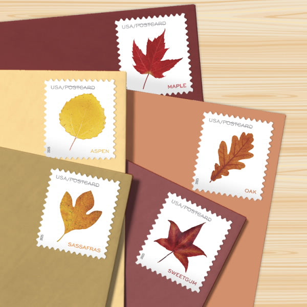 Vibrant Leaves Postcard Stamps, Sheet of 20