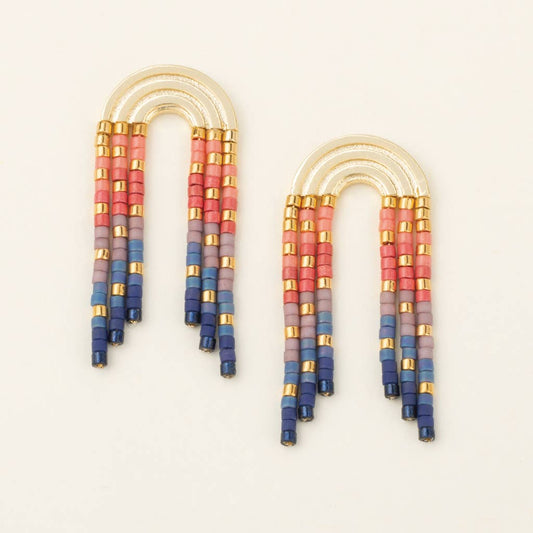 Scout Curated Wears - Chromacolor Miyuki Rainbow Fringe Earring - Multi/Gold