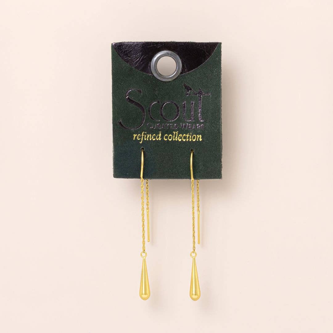 Scout Curated Wears - Refined Earring Collection - Teardrop Threader/Gold