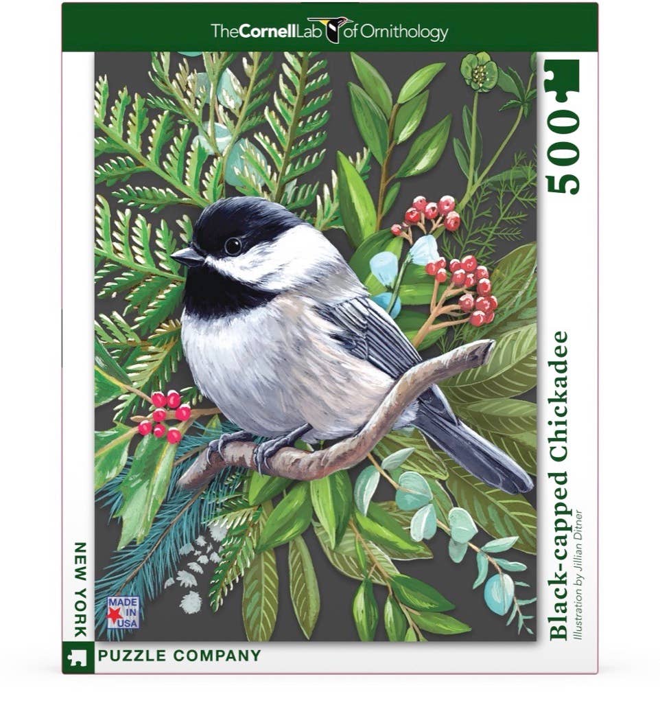 New York Puzzle Company - Black-capped Chickadee - 500 Piece Jigsaw Puzzle