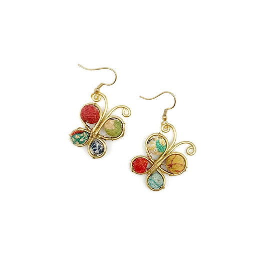 Anju Jewelry - Aasha Brass Wrapped Beaded Small Butterfly Earrings