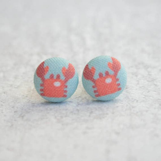 Rachel O's - Crabs Fabric Button Earrings