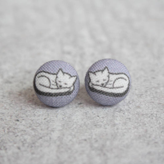 Rachel O's - Cats Fabric Button Earrings